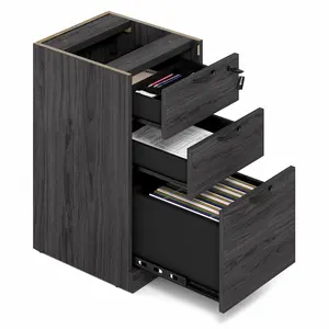 ROGER File Cabinet, 3-Drawer Fixed Pedestal Filing Cabinet with Lock for Home Office, Coastal Grey