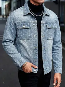 Men's Retro Vintage Classic Denim Jacket, Retro Stone Washed Process, Casual Style, Metal Buttons, Fashion Street Style Coat, Versatile Daily Top, Suitable as a Gift for Boyfriend or Husband