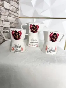Valentine’s Coffee Set for Couples – 2 Greca Style Mugs + Coffee Server | Romantic Gift
