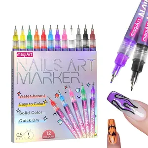 12-Color Nail Art Kit, Fast-Drying Acrylic Paints, 3D Nail Pen Set, DIY Nail Tools, Manicure, Ideal Gift, Multifunctional Tattoo Pens, Easy to Use