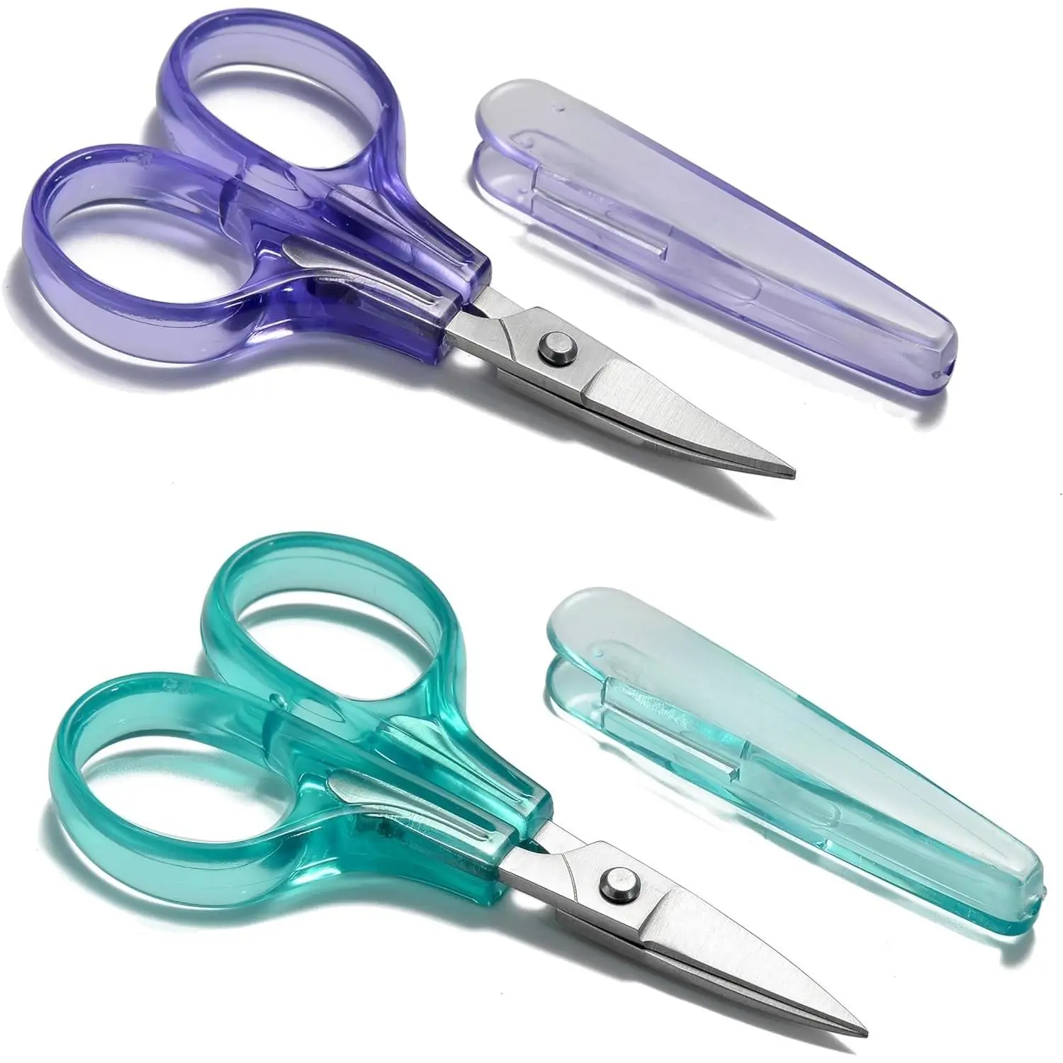 Sharpest & Precise Stainless Steel Curved Straight Thread Yarn Fabric  Scissor with Safety Cap & TSA Complied Ideal for Embroidery Quilting Sewing Knitting Crafting Cross Stitch Crochet