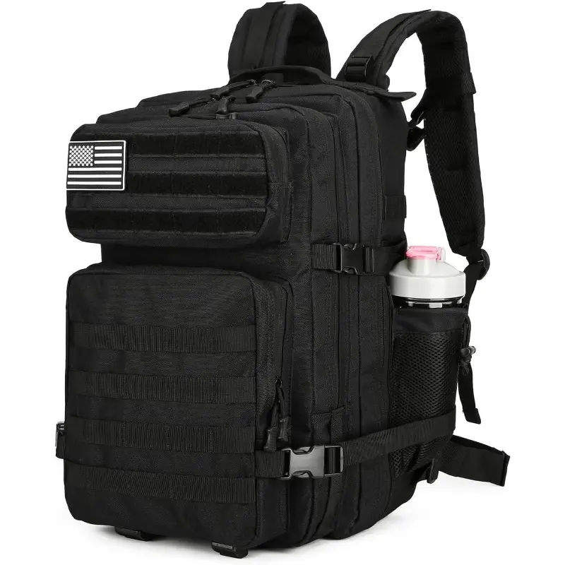 Men's 26L Military Tactical Rucksack Bag - Lightweight Rucksack, Small Black Assault Shoulder Backpack for Sports, Outdoor Use