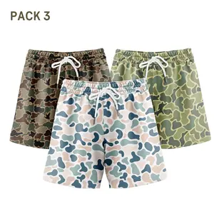 Pack 3 Duck Camo Shorts for Men Lightweight 5 Inch Inseam Gym Training & Casual Wear in Assorted Camouflage Patterns