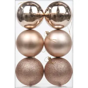 3.94" Large Christmas Balls Shatterproof Champagne Christmas Ornaments 6 count Big Xmas Ornaments Balls for Xmas Tree Holiday Wedding Party Decoration