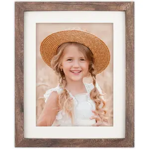8x10 Wood Picture Frame Display 6x8 with Mat or 8x10 without Mat Distressed Brown Photo Frame for Wall and Tabletop Decoration