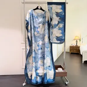 moomoo with scarf Stylish 2026 Women's Floral Print Long Scarf & Poncho Set, Casual Elegant Shawl for Beach Vacation, Swimwear Coverups, Pair Your Swimwear