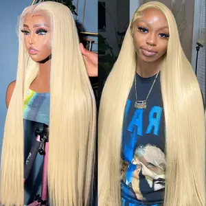 Bling Hair VIP 30 Inch 613 Lace Front Wig Human Hair Blonde 13X6 HD Transparent Lace Front Wigs Human Hair 180% Density Blonde Wigs Human Hair 613 HD Straight Lace Frontal Wigs Human Hair Pre Plucked