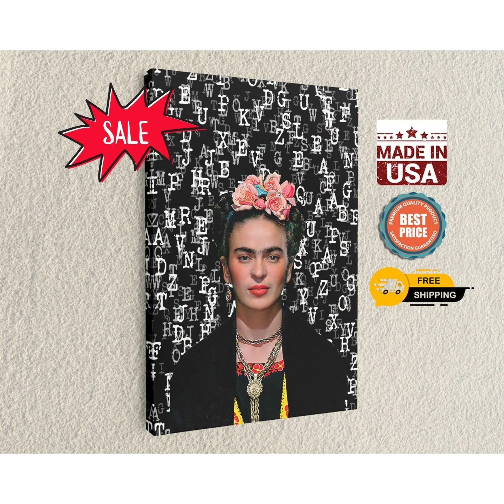 Frida Kahlo Self Portrait Thorn Necklets Reproduction Prints Mexican Masterpiece Artist Art Canvas Wall Hangings, Home Decor