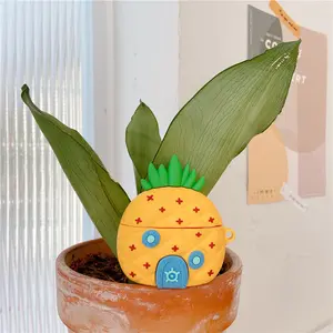 1 Pineapple house shaped headphone case, drop resistant and durable silicone headphone case, Apple wireless Bluetooth headphone case, suitable for AirPods 1/2/3/4/pro/pro 2/pro 3