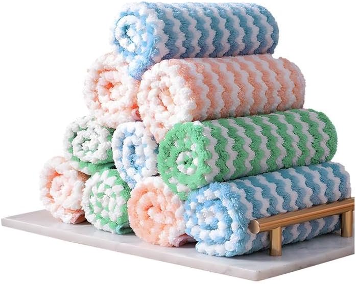 10-Pack Microfiber Cleaning Cloths – Super Soft Absorbent Dish Towels for Kitchen, Washing Dishes, Drying & Household Cleaning, Reusable Multi-Purpose Rags