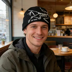 ARC’TERYX Unisex Knitted Beanie – Bird Logo Design, Warm Fleece Lined Hat for Skiing & Snow Sports