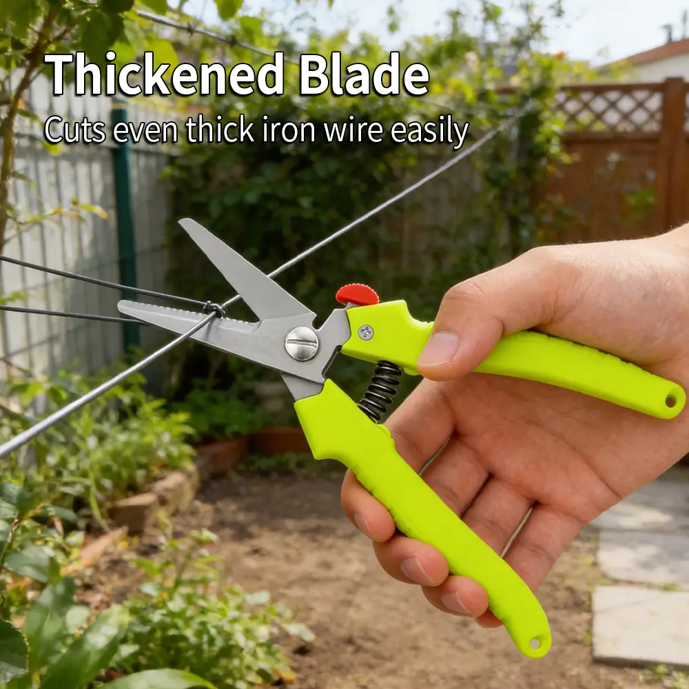 High-Carbon Steel Multitool Garden Shears - Broad Cutting Blade, Rugged Outdoor Tool, Comfortable Green Handle for Thick Iron Wire Cutting, Camping & Hiking Broad Blade Multitools, Cutting Blade Multitools