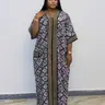 Plus Size African-Style Kaftan Dress for Women, Geometric Print Ethnic Loose V-Neck Boubou with Pockets for Casual Boho Chic Party Wear, Comfortable and Stylish, Boho Dresses, Ethnic Printed Dress