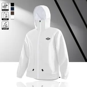 Men's Multi-Color Simple Logo Hooded Face Mask Jacket Lightweight Windproof Fabric Invisible Pocket Urban Functional Style Daily Street & Office Casual Commuter Coat Comfortable Spring Summer Outerwear