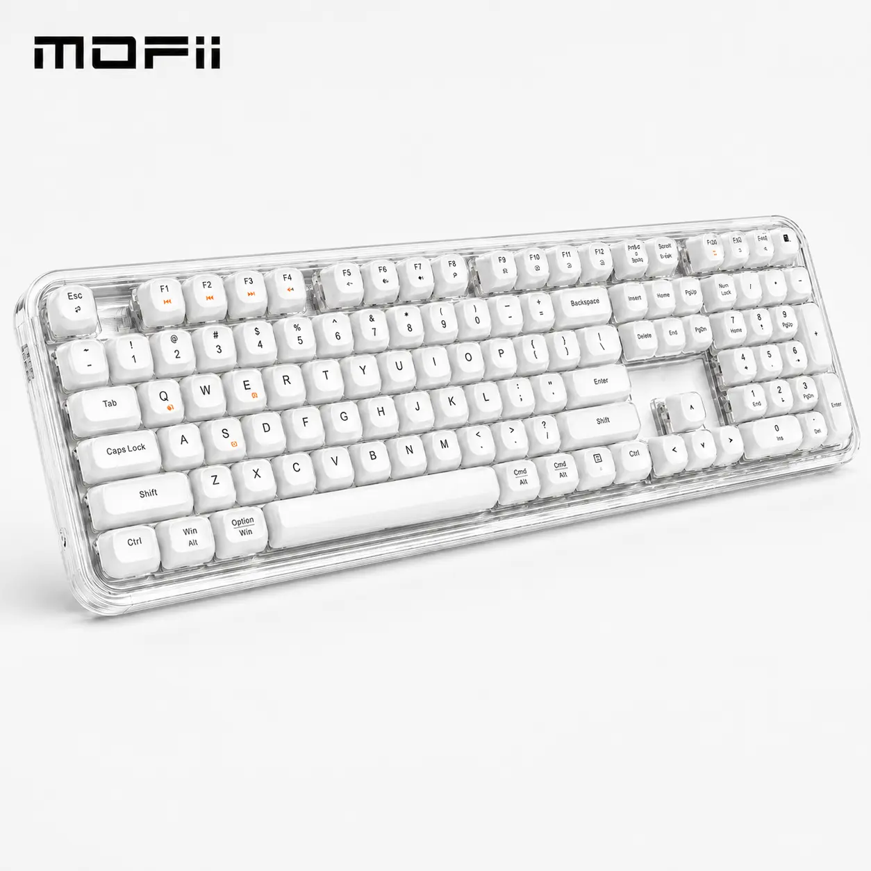 MOFII SK-708 Wireless Keyboard, Transparent RGB Backlit Keyboard with a Full Size Keyboard Layout and Ergonomic Keyboard Curve, Bluetooth & 2.4G Tri-Mode, Type-C Rechargeable for Laptop, PC, MacBook, Windows, iOS, Android