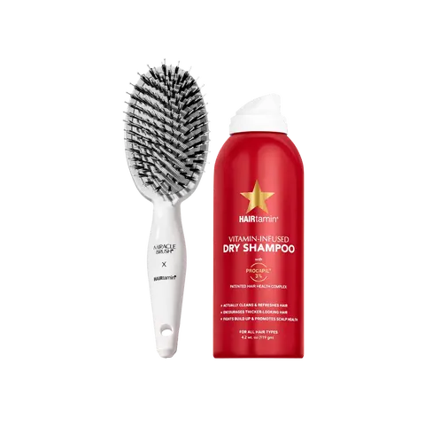 HAIRtamin - Peptide Dry Shampoo & Miracle Brush Bundle