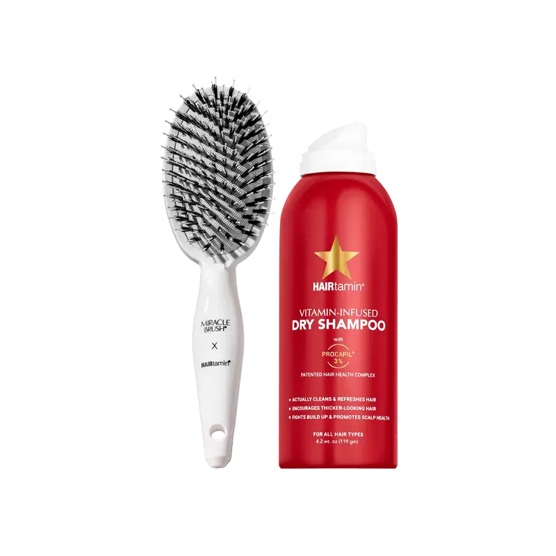 HAIRtamin - Peptide Dry Shampoo & Miracle Brush Bundle