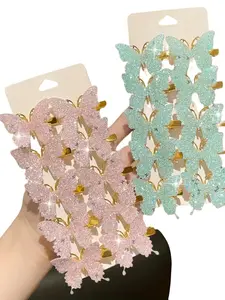 20pcs Butterfly Shape Hair Claws with Rhinestone Decor, Cute Sweet Elegant Bangs Clips for Women, Perfect for Shopping Dating Holidays, Hair Styling Clips