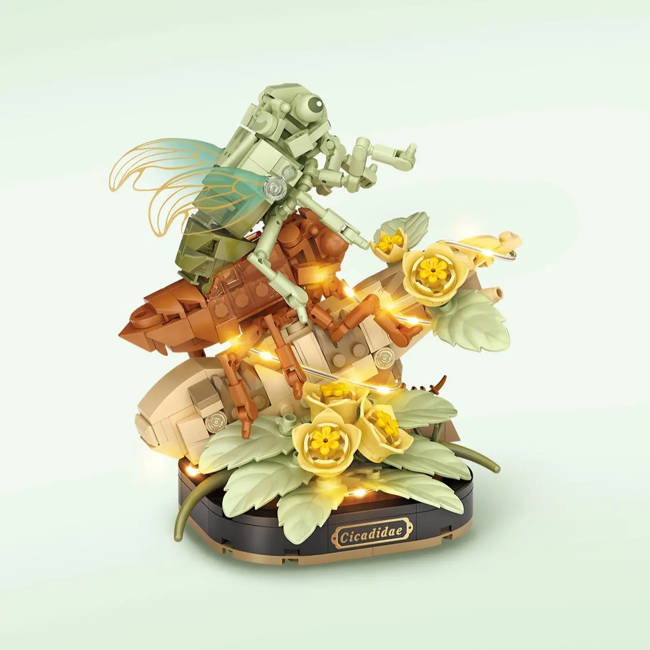 Insect Cicada Building Block Set, Colorful Flower Design with Butterfly, Bee, and Mantis Models, High-Quality ABS Material, Perfect Gift for Christmas and Birthdays, Flower Building Blocks, Creative Building Blocks, Diy Building Model