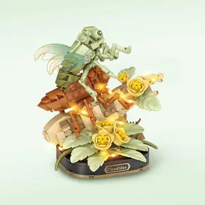 Insect Cicada Building Block Set, Colorful Flower Design with Butterfly, Bee, and Mantis Models, High-Quality ABS Material, Perfect Gift for Christmas and Birthdays, Flower Building Blocks