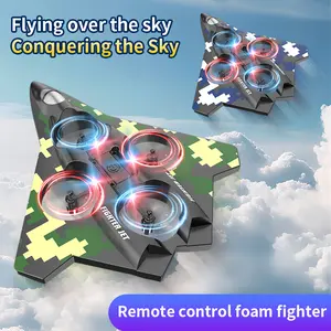Futuristic Fighter Jet RC Planes Remote Control Airplanes for Kids, Foam Remote Control Planes for Kids Adults Beginners, Remote Control Helicopter Fighter Jet Drones for Kids Adults, 360° Flip Easy to Fly power toys LED Stunt Colorful Beginner-Friendly