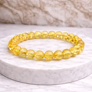 Citrine Bracelet 8mm Natural Crystal Beads for Abundance, Success & Positive Energy Handmade Healing Energy Jewelry