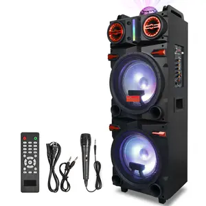 Dazone Wireless Dual 10" Woofer 3" Tweeter Portable Bluetooth Hi-Fi Speaker Rechargeable PA System  4500W Peak Power Karaoke Machine with DJ Sound Stereo Loudspeaker, Flashing Party Light, Telescopic Pull Rod Indoor Outdoor
