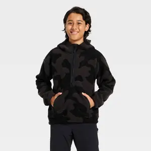 Boys' High-Pile Fleece 1/2 Zip Hoodie - All In Motion