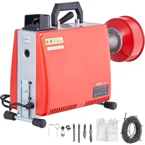 VEVOR 120FTx 7/8 Inch Drain Cleaner Machine, 420W Electric Sewer Snake Auger Manual Feed - with 6 Cutters, 2 Steel Cables (120'x 7/8 and 18'x 3/8) CW/CCW Control for 1.9 to 6 PipesVEVOR Super Brand Day