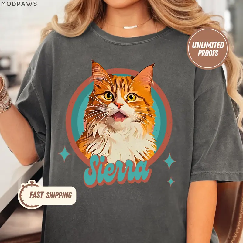 Custom Bootleg Retro Pet Shirt with Your Pet Portrait