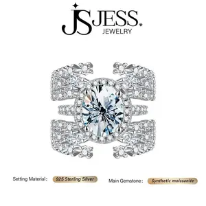 ��#115 Wings of Angels��3ct Oval Cut Synthetic Moissanite Halo Ring Set Includes Ring and two Bands S925 Sterling Silver Jewelry  D Color VVS1 Bridal Set  for Women