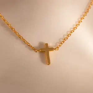 Dainty Cross Necklace by Caitlyn Minimalist - Tiny Cross Charm Necklace - Everyday Gold Layering Necklace - Christian Jewelry - Gift for Mom