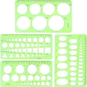 Circle Template for Drawing Drafting, 4Pcs Plastic Circle/Oval/Triangle Shape Stencil for Painting, Ymapinc Transparent Geometric Measuring Rulers for School Office Supplies
