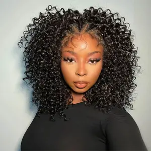 【NEW IN】Alipearl Wigs Pre Braided 13x4 Lace Front Afro Curly Wig Human Hair 16'' Bob Wig Fashion Week FallFreshness