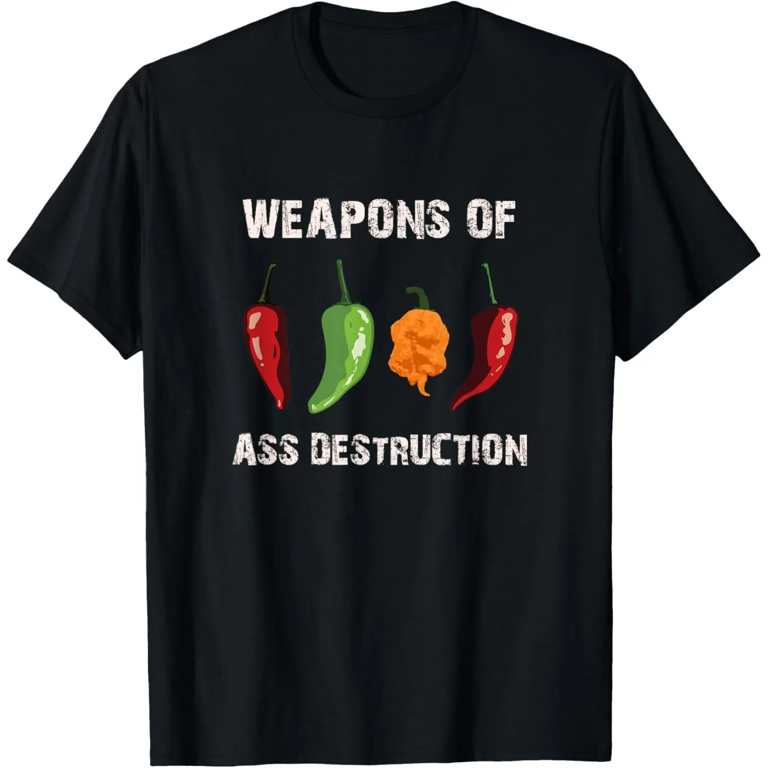 Women's 100% Cotton Short-Sleeve Round Neck Casual Distressed Graphic T-Shirt, Funny Pepper Chili Head Spicy Hot Foods Print
