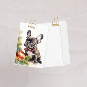 Black French Bulldog Christmas Greeting card
