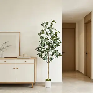 1Pcs 120-160cm Artificial Eucalyptus Tree (with pot) lifelike green leaves Suitable for indoor/outdoor living rooms, bedrooms, weddings, balconies and shop displays. Artificial tree for home decor, ideal for festive decorations, House Plants Decor