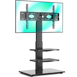 Rfiver Tall Swivel Floor TV Stand with 3 Shelves TV Stand Mount