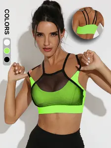 Women's Mesh Braided Backless Sports Bra Top, Two-In-One Support Design, Removable Padding, Hollow Back Activewear, Workout Clothes Women, Ideal for Gym Yoga Daily Wear