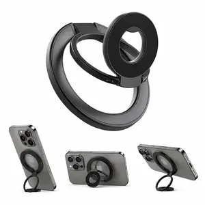 Dual Magnetic Phone Holder - Magnetic Phone Grip, Adjustable Phone Holder, Double Sided Magnets, Folding Stand, 360 Degree Rotation, MagSafe Compatible, Easy to Install and Remove, Accessories for iPhone, Samsung and Android Phones with Mag