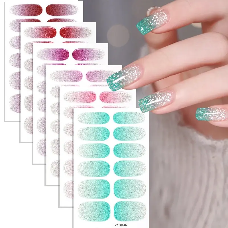 5 pieces of women's gradient color nail stickers, Girl Clear White Waterproof Nail Stickers, easy to stick and remove, Women's Home DIY Nail Kit, perfect for women's work, vacation, nail art, and Nail Design