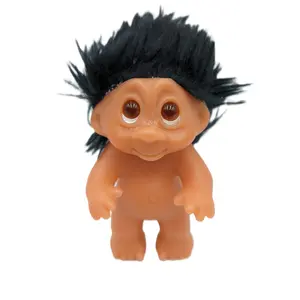 Troll Doll Black Hair Vintage Retro 3"