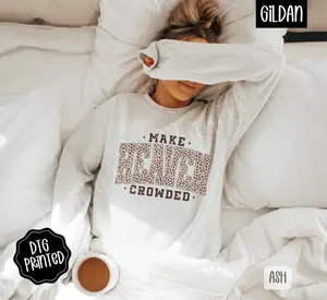 Make Heaven Crowded Leopard Sweatshirt, Trendy Women's Religious Crewneck