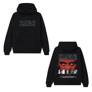 Scarface Hoodie, Iconic "The Eyes Chico, They Never Lie" Red Eyes Graphic with Movie Poster Back Print on Soft Premium Fleece Fabric, Unisex Fit for Men and Women, Perfect Gift for Gangster Movie Fans and Al Pacino Lovers