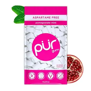 PUR Gum | Aspartame Free Chewing Gum | 100% Xylitol | Natural Pomegranate Mint Flavored Gum, 55 Pieces