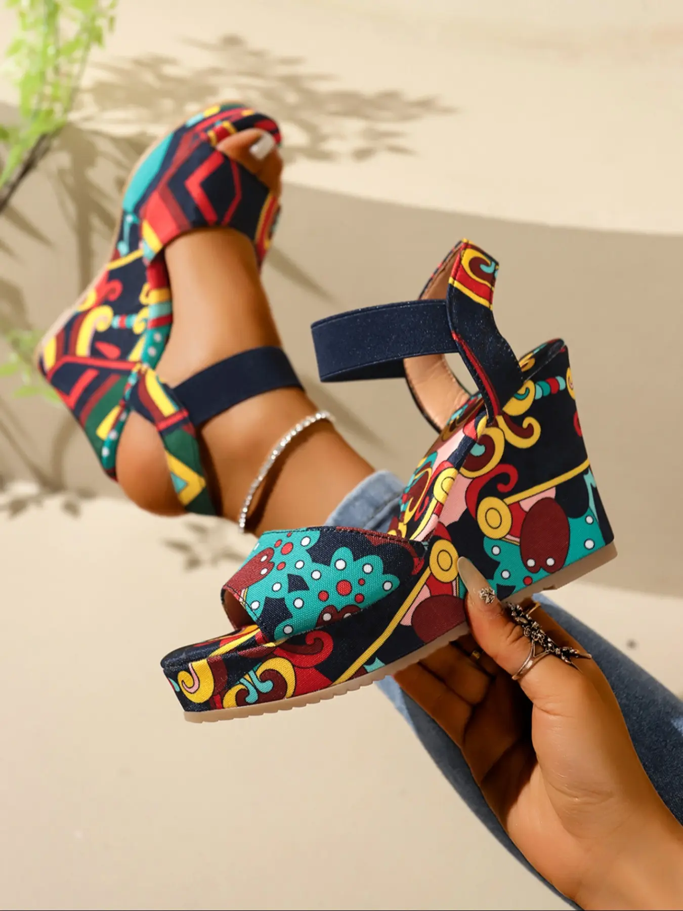 Women's Breathable Wedge Sandals, Bohemian Trending Sandals, Elevated Fashion Platform Slippers for Summer Beach Vacation, Casual Summer Footwear, Casual Daily Wear Shoes for Girls