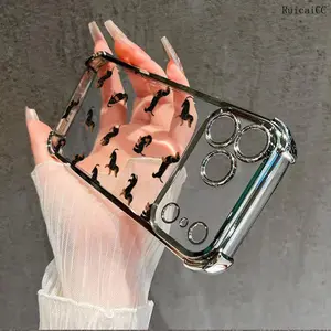 Dachshund Pattern Phone Case for iPhone 17 Pro Max 16 15 14 Plus 13 12 11 Air Creative Minimalist TPU Cover Full Body Protection Shockproof Aesthetic Smartphone Casing