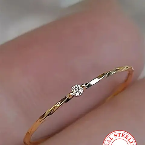 S925 Sterling Silver Simple Style Plain Color Rhinestone Decor Ring, Elegant Everyday Ring, Band Rings, Fashion Accessories for Women & Girls, Trendy All-match & Exquisite Jewelry for Birthday Gift, Beautiful Rings