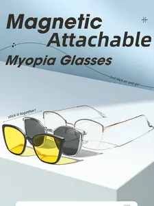 Mira Cat Eye Women's Fashion Glasses, 2-In-1 Magnetic Attachment Polarized Sunglasses, Blue Light Blocking, Daily Wear, Travel, Driving Accessories 6320