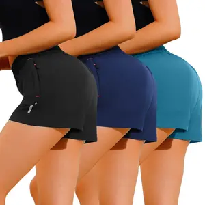 Women’s casual athletic shorts, 3-pack; drawstring design; suitable for sports, fitness, running, and everyday wear; minimalist and versatile—ideal for home relaxation and summer outings.